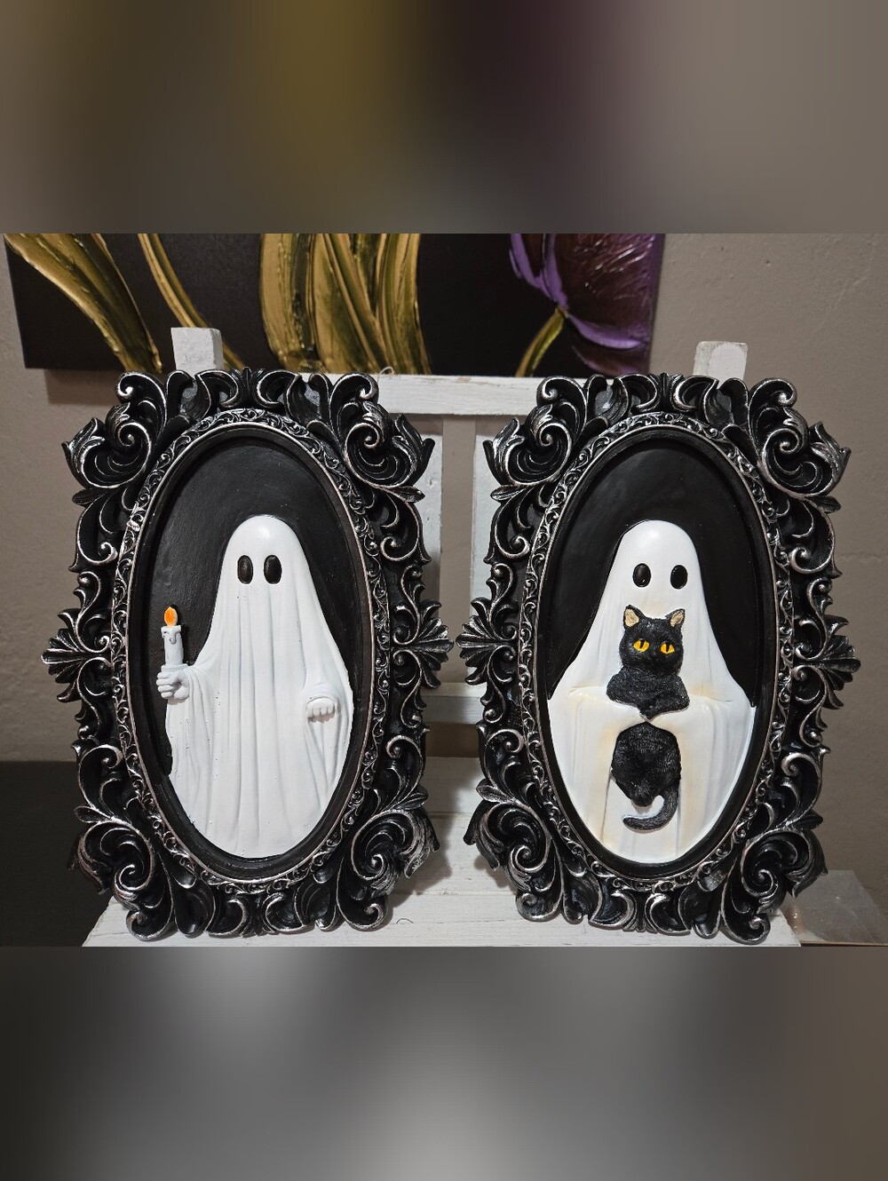 Halloween Ghost Frames Ghost Holding Cat And Ghost With Candle